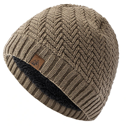 Warm Knitted Beanie with Plush Lining for Outdoors