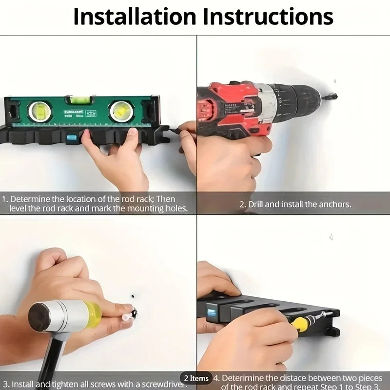 HookUpCo. Wall-Mounted Fishing Rod Storage Rack - HookUpCo.