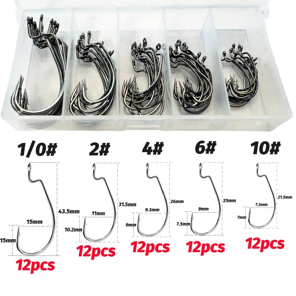 HookUpCo. Wide Gap Worm Hooks for Bass Fishing - HookUpCo.