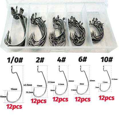 HookUpCo. Wide Gap Worm Hooks for Bass Fishing - HookUpCo.