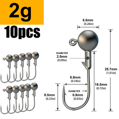 Versatile Jig Head Hooks for Fishing - Multiple Sizes Available