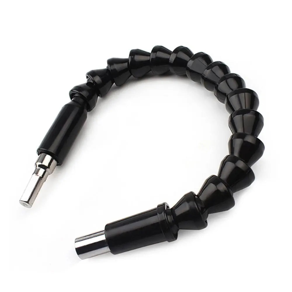 Black flexible extension cord on a white background