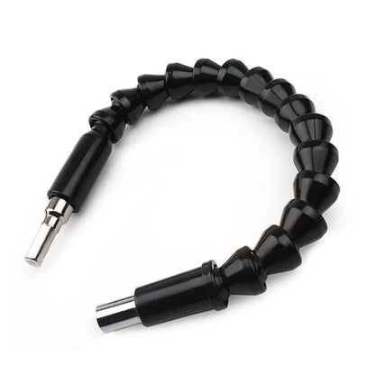 Black flexible extension cord on a white background