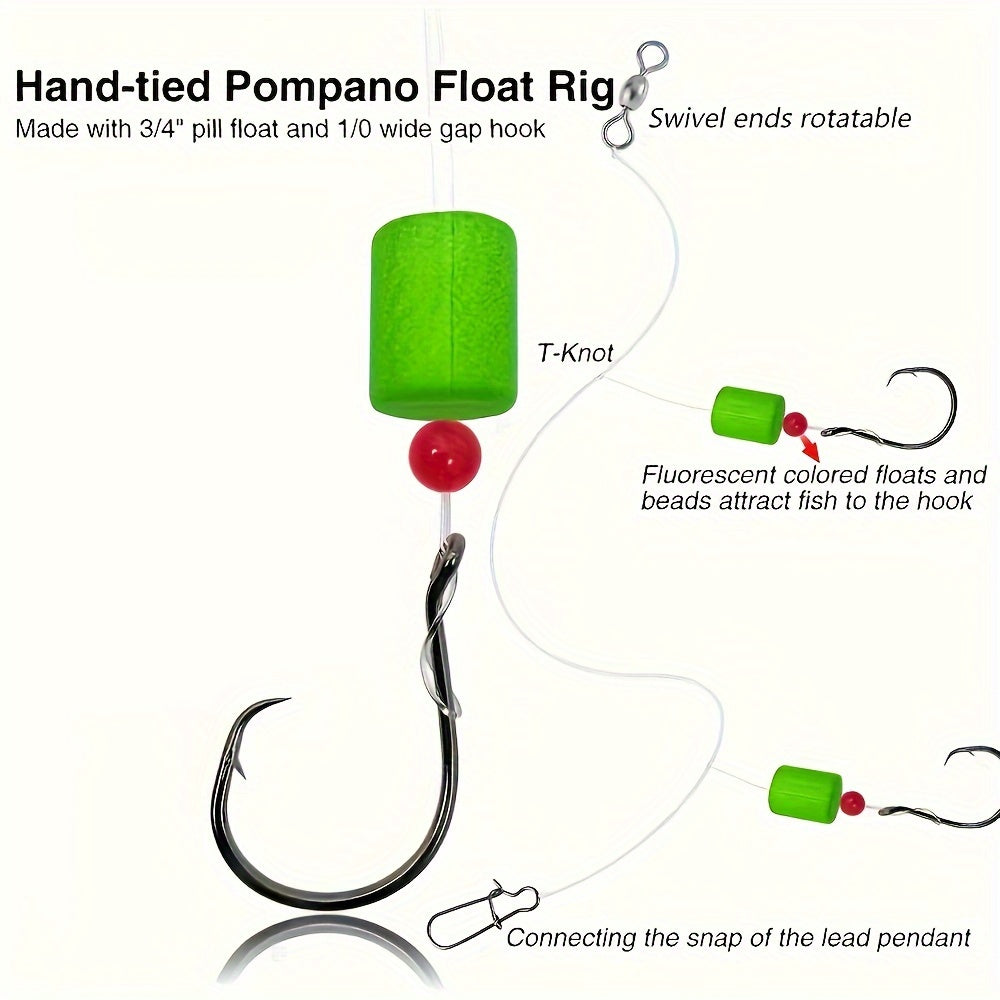 20pcs Fishing Float Rigs with Sharp Hooks for Saltwater Use