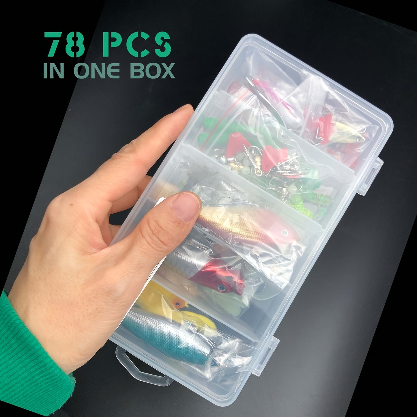 78-Piece Fishing Lure Tackle Set for Bass and Trout Adventures