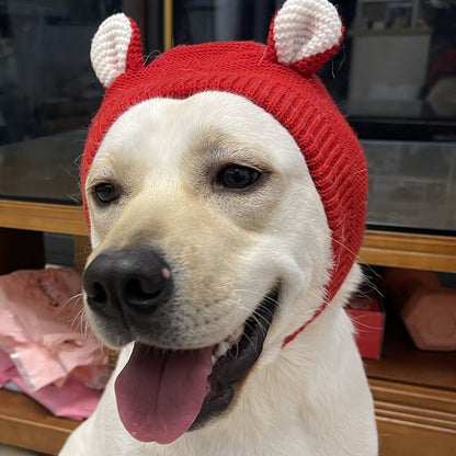 Knitted Dog Hat for Noise Protection, Warm Winter Cap