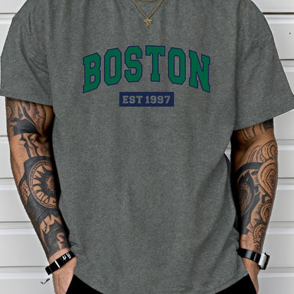 Men's Casual Letter Print T-shirt for Spring and Summer Wear