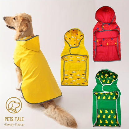 Reversible Dog Raincoat, Adjustable, Duck Print