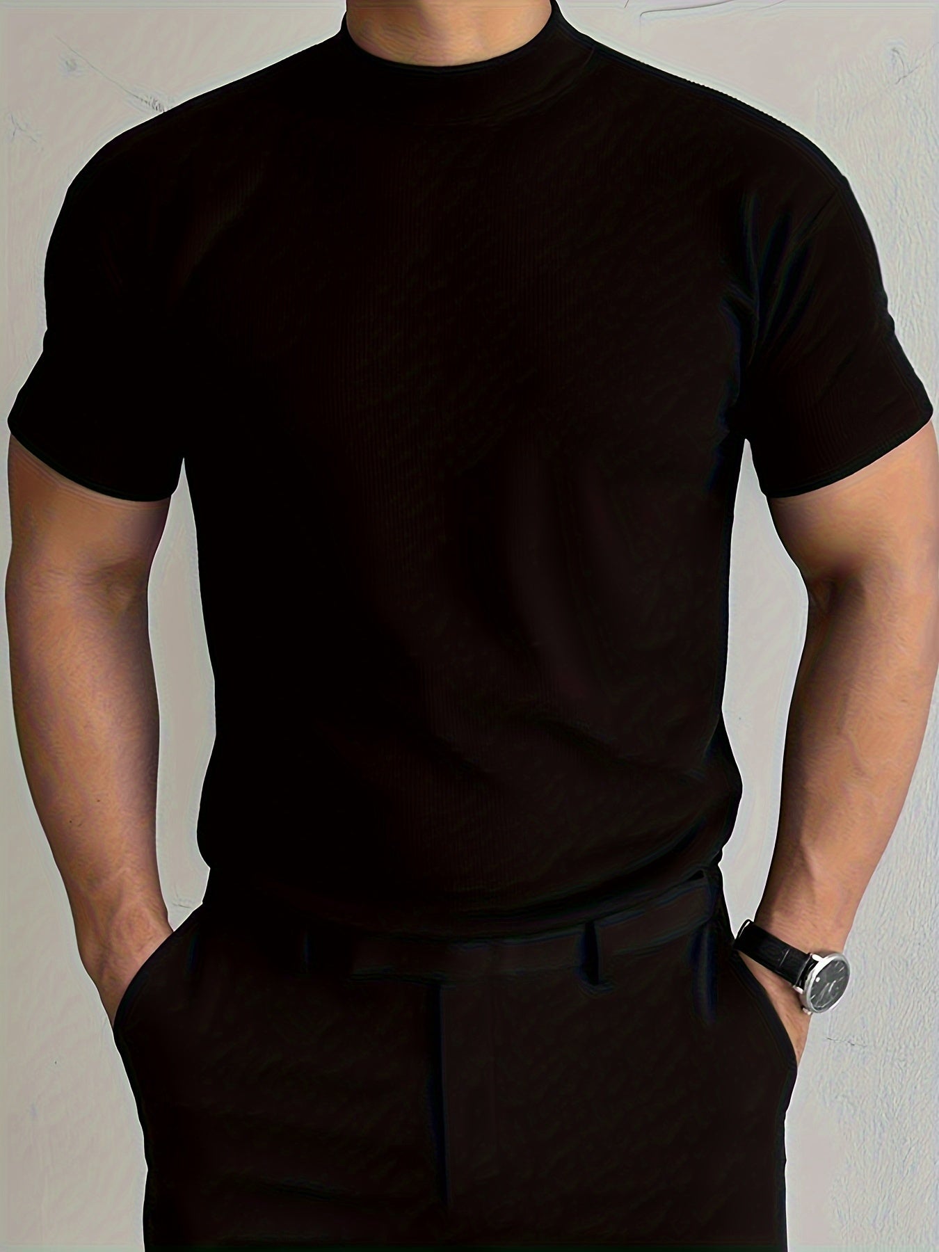 Summer Slim-Fit Crew Neck Tee for Active Men’s Wear