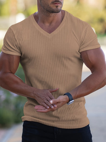 HookUpCo. Men's Short Sleeve V Neck Tee for Summer Activewear