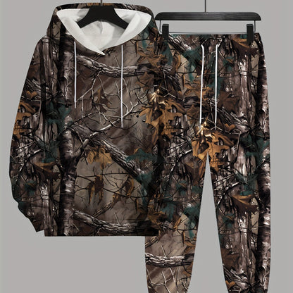 Plus Size Men's 3D Graphic Print Hoodie & Sweatpants Set