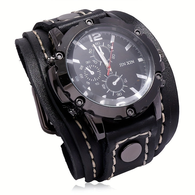 Vintage Punk Quartz Watch with Retro Strap for Casual Style