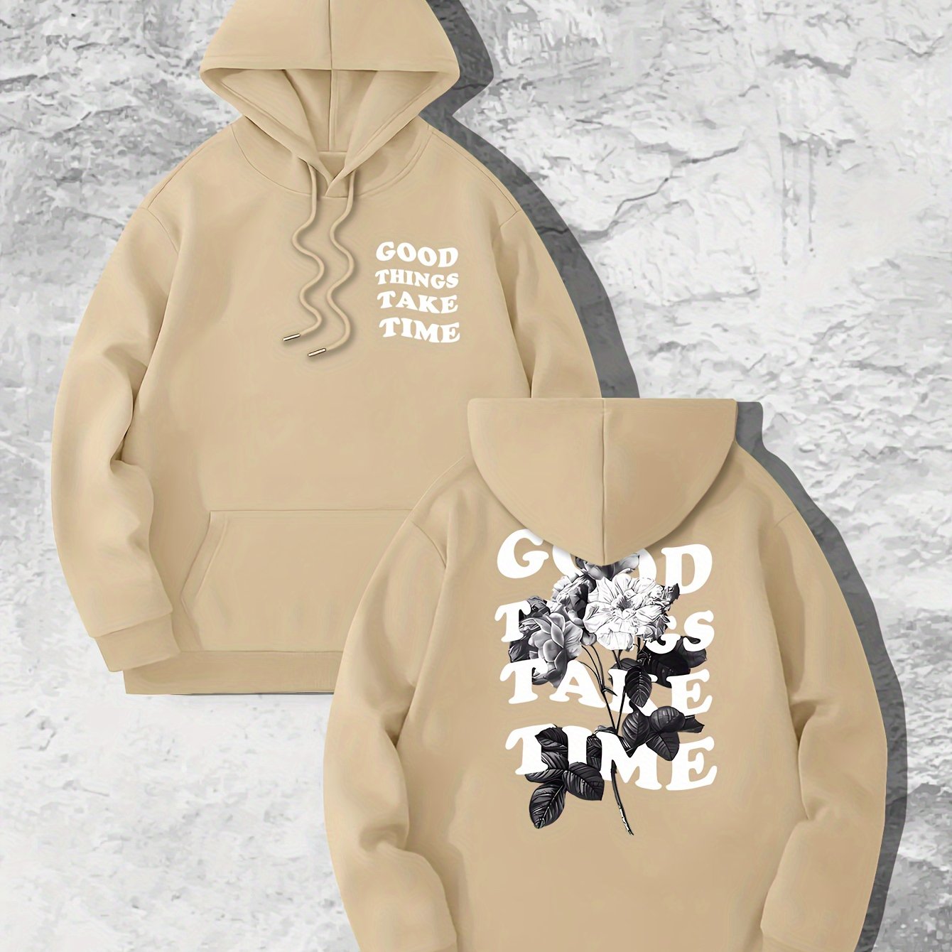 Flower Print Hooded Sweatshirt for Men - Casual Autumn Style