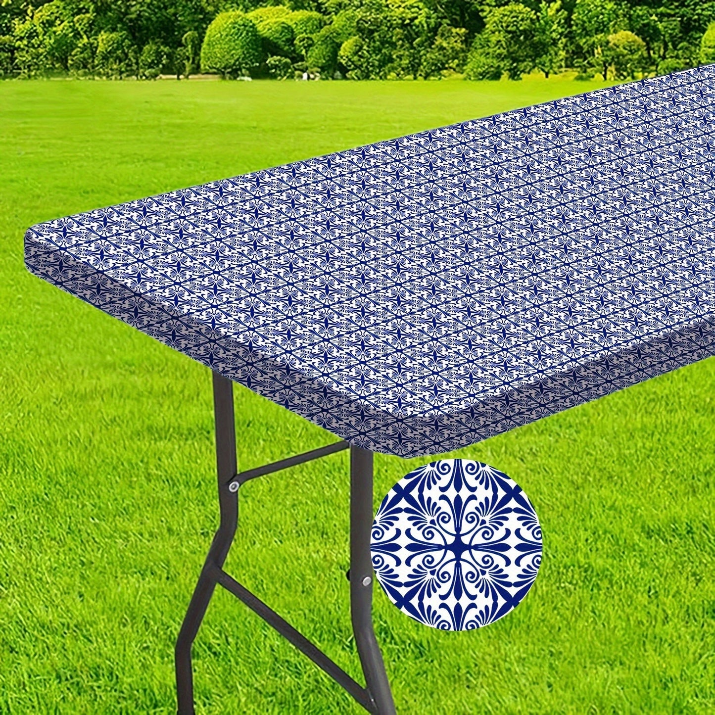 Durable Washable 6ft Outdoor Table Cover with Elastic Edges