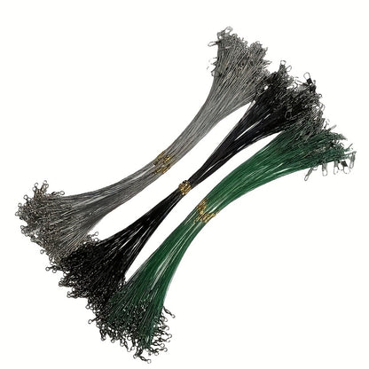 Durable Anti-Bite Steel Fishing Line with Swivel, 50-100pcs