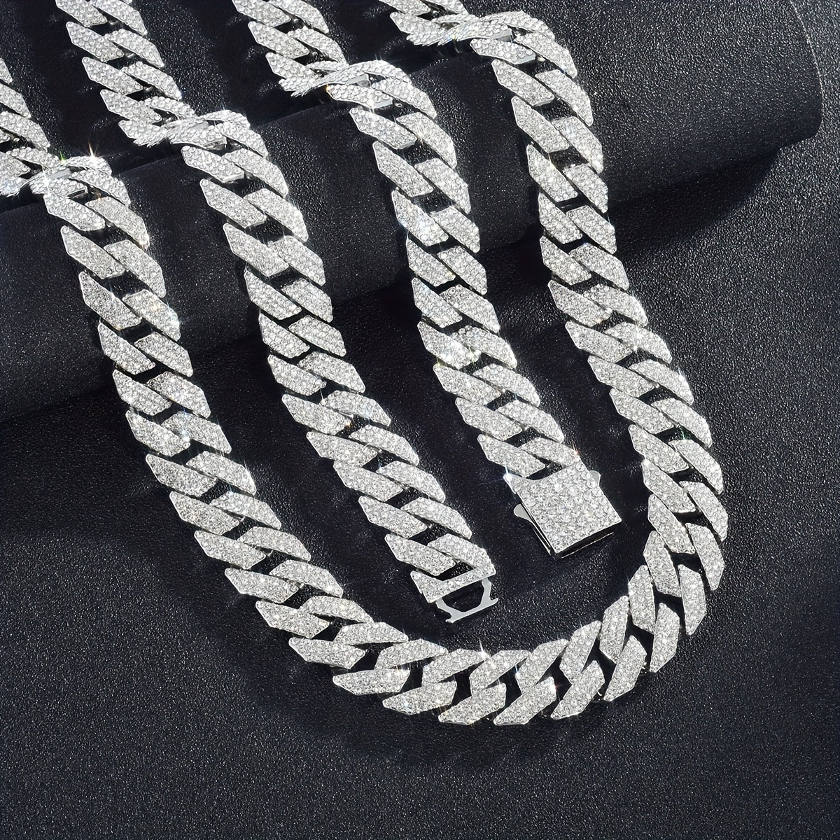 Glamorous 14MM Rhinestone Cuban Chain Necklace for Men