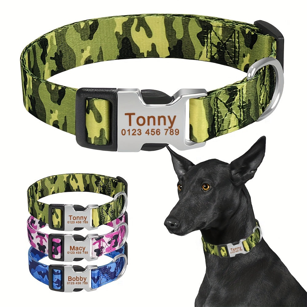 Personalized Camouflage Dog Collar with Free Engraving Tag