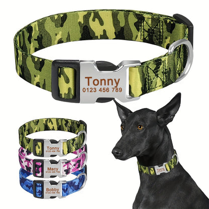Personalized Camouflage Dog Collar with Free Engraving Tag