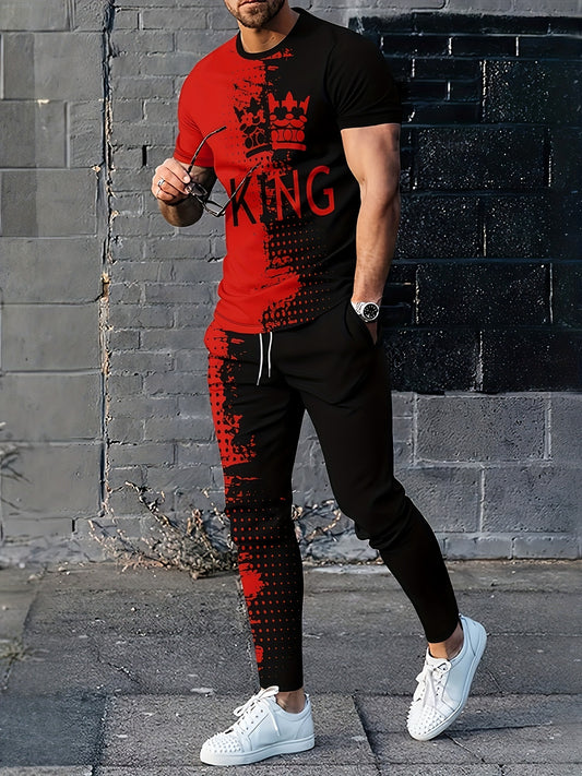 Ink Splatter Print Casual Men's 2-Piece Summer Outfit Set