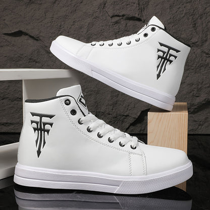 HookUpCo. Men's Plus Size High Top Skate Sneakers, Ultra Comfy