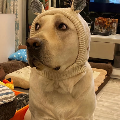 Knitted Dog Hat for Noise Protection, Warm Winter Cap