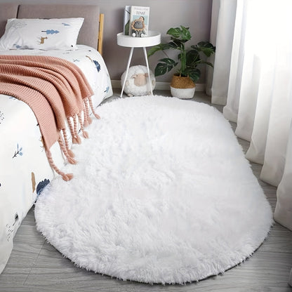 Soft Plush Oval Rug - Modern Neutral for Cozy Spaces