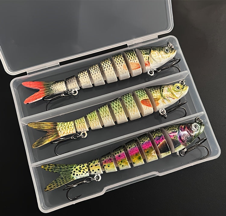 Lifelike 3pcs Fishing Lures with Treble Hooks for More Catches