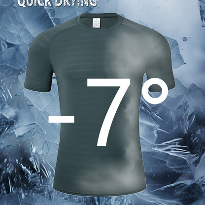 High Stretch Casual Men's Crew Neck Tee for Summer Wear