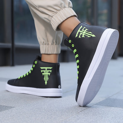 HookUpCo. Men's Plus Size High Top Skate Sneakers, Ultra Comfy