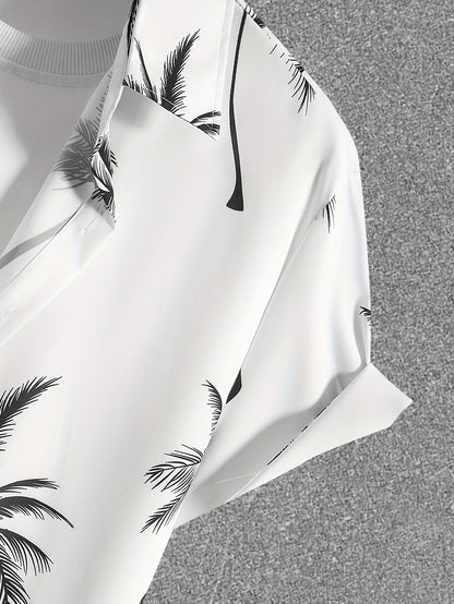 Coconut Tree Print Men's Summer Outfit - Shirt and Shorts Set