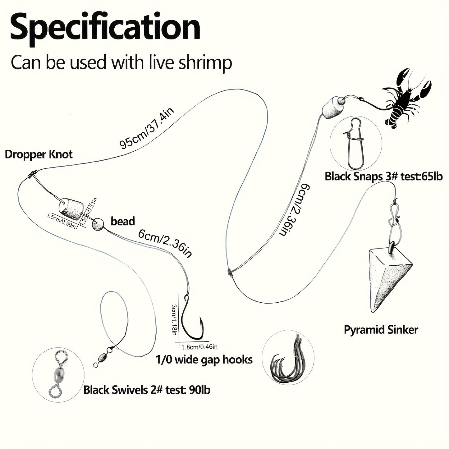 20pcs Fishing Float Rigs with Sharp Hooks for Saltwater Use