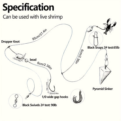 20pcs Fishing Float Rigs with Sharp Hooks for Saltwater Use