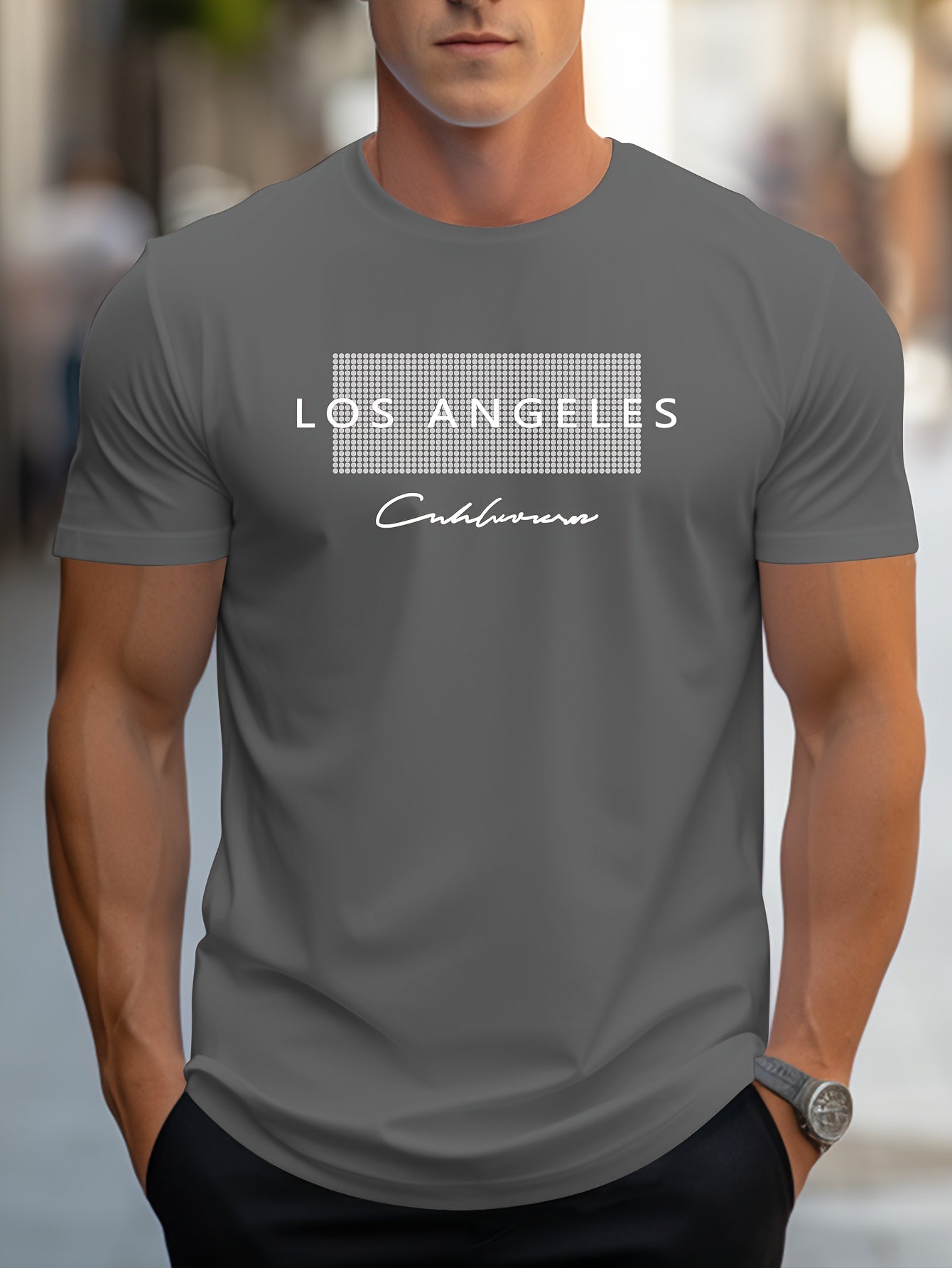 HookUpCo. Los Angeles Graphic Print Casual Short Sleeve Tee