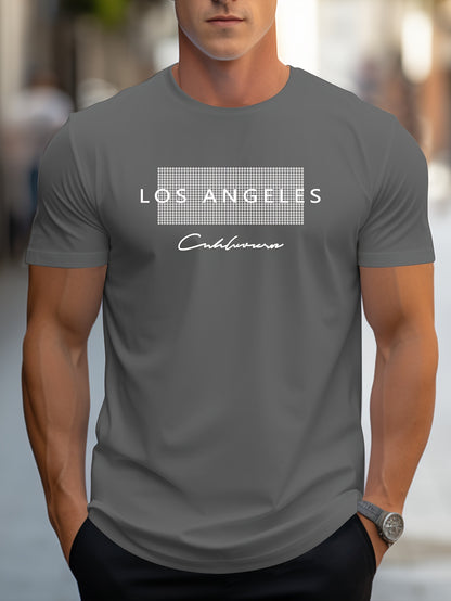 HookUpCo. Los Angeles Graphic Print Casual Short Sleeve Tee