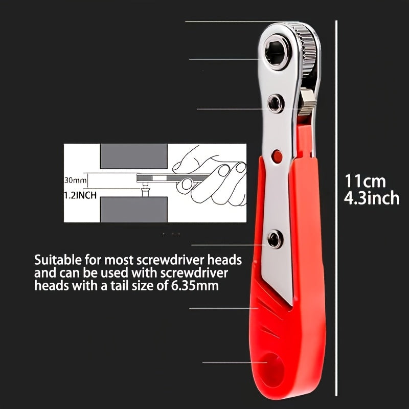 Red Steel Cordless Screwdriver with Ratchet and Wrench