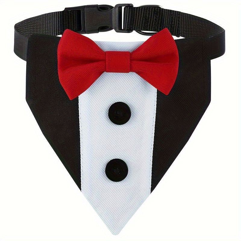Stylish Dog Tuxedo Suit with Adjustable Bow Tie Collar