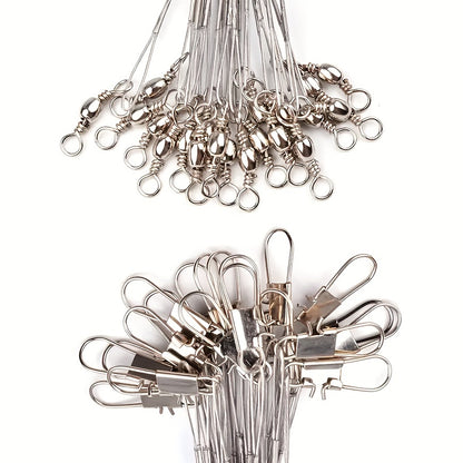 Durable Anti-Bite Steel Fishing Line with Swivel, 50-100pcs