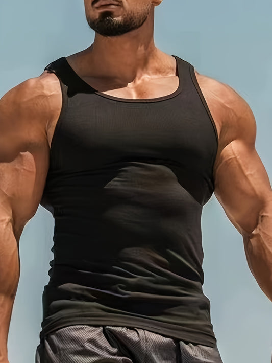 Men's Active Crew Neck Tank Top for Summer Fun - HookUpCo.