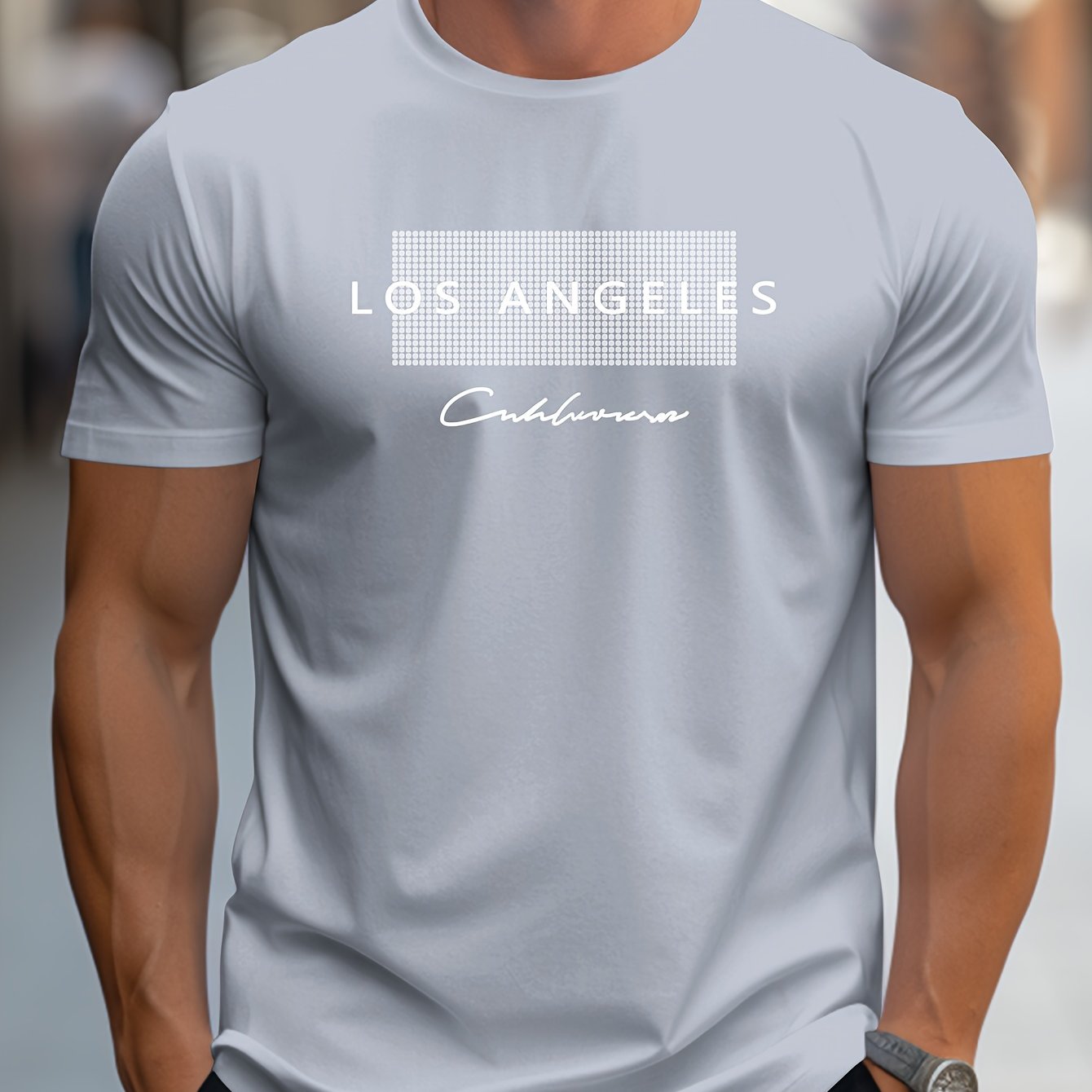 HookUpCo. Los Angeles Graphic Print Casual Short Sleeve Tee