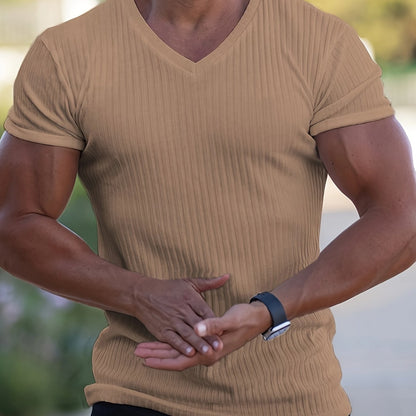 HookUpCo. Men's Short Sleeve V Neck Tee for Summer Activewear