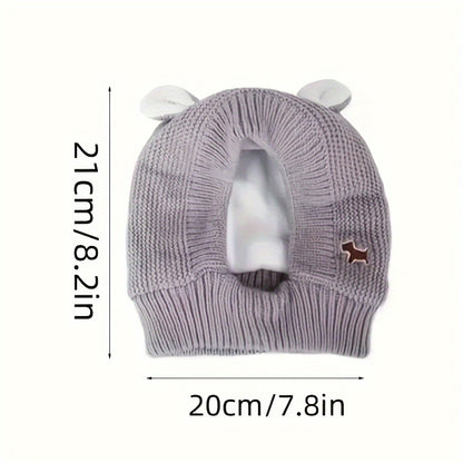 Knitted Dog Hat for Noise Protection, Warm Winter Cap