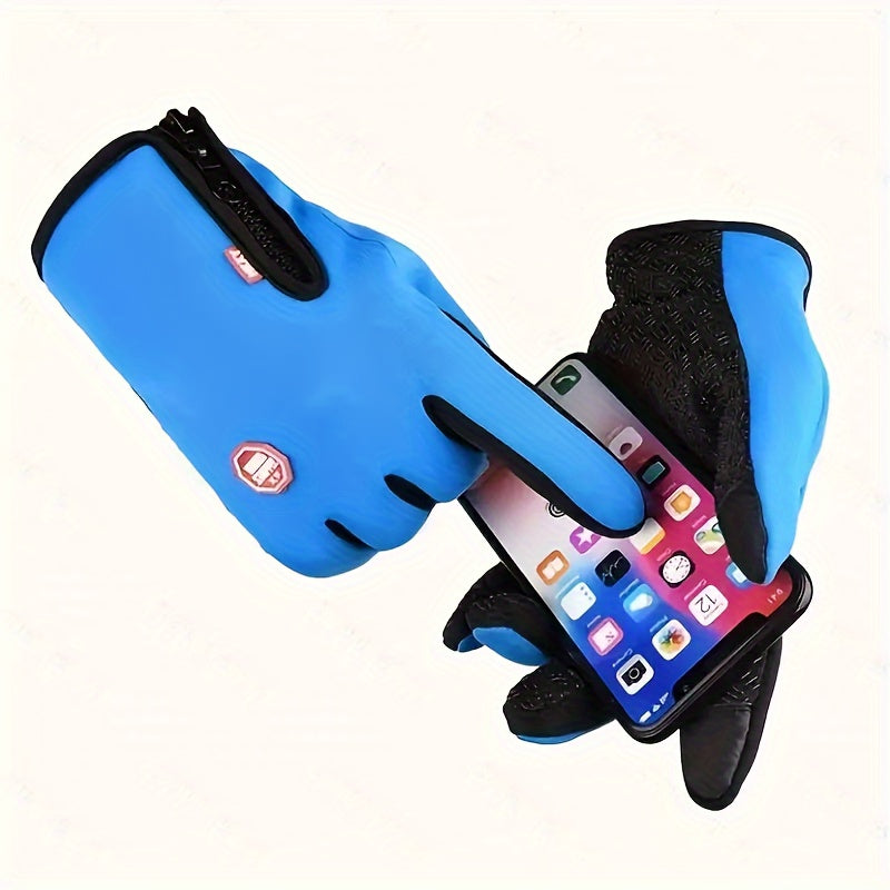 Blue gloves holding a smartphone with a clear background