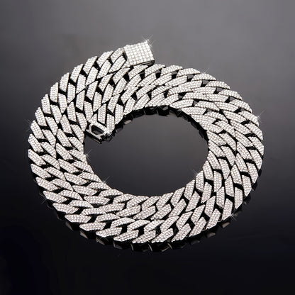 Glamorous 14MM Rhinestone Cuban Chain Necklace for Men