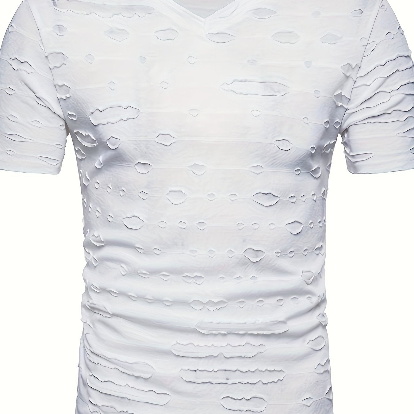 HookUpCo. Men's Casual Ripped V-Neck Tee for Everyday Wear