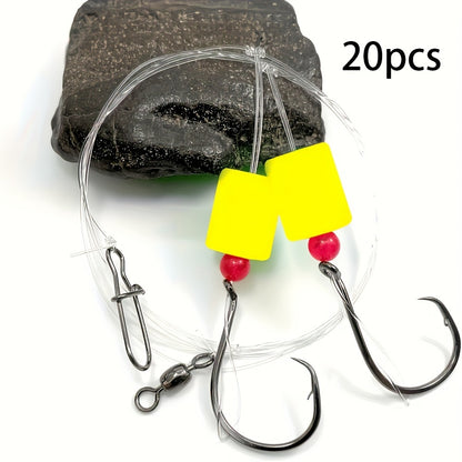 20pcs Fishing Float Rigs with Sharp Hooks for Saltwater Use