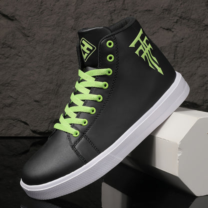 HookUpCo. Men's Plus Size High Top Skate Sneakers, Ultra Comfy