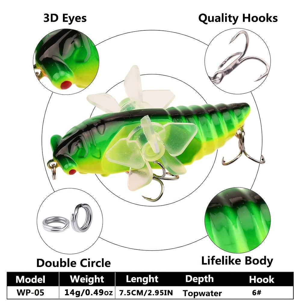 Bionic Cicada Fishing Lure with Treble Hook for All Waters