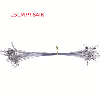 Durable Anti-Bite Steel Fishing Line with Swivel, 50-100pcs