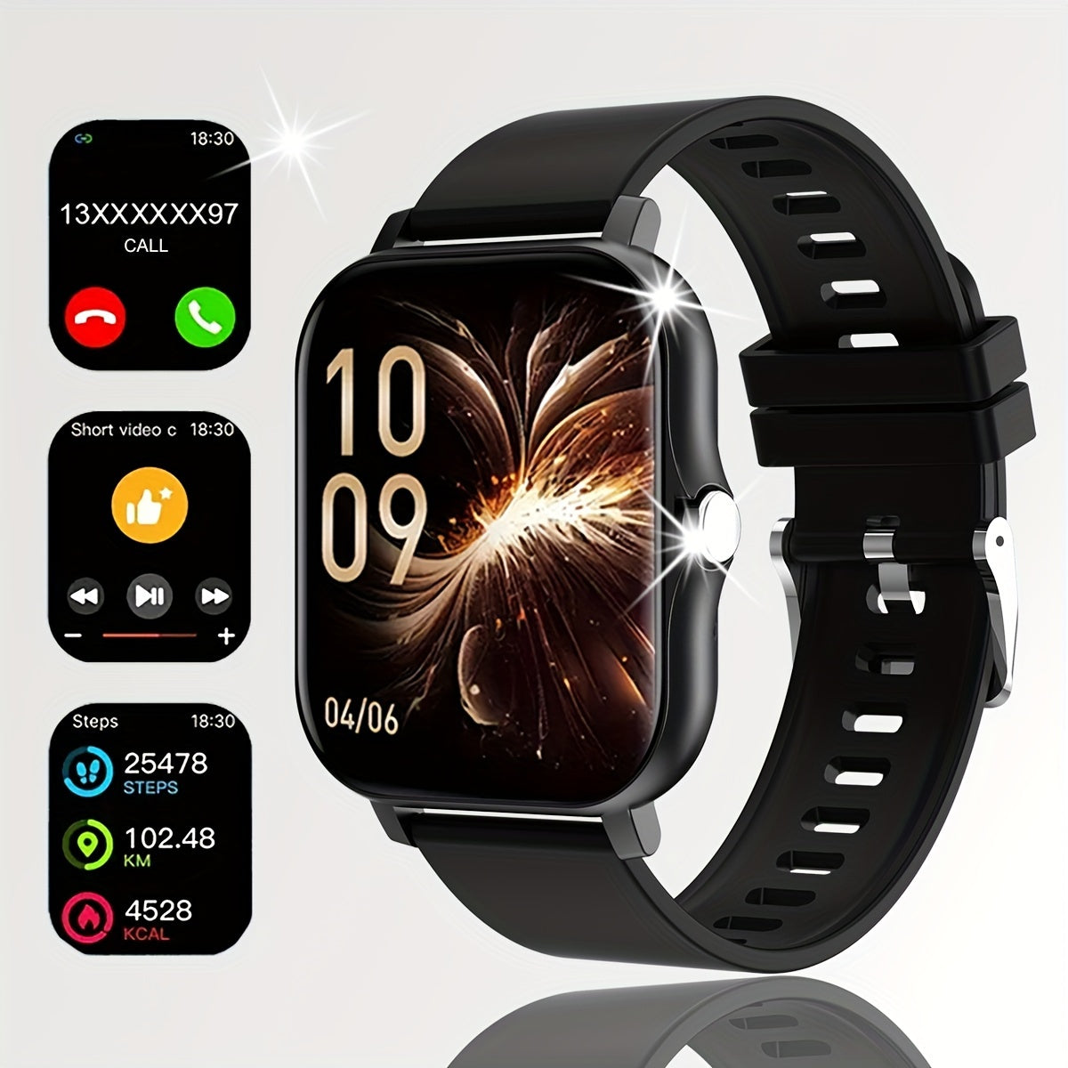 Full-Touch Screen Smartwatch with Silicone Strap for All