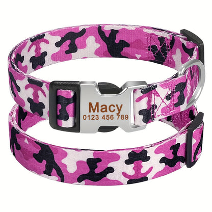 Personalized Camouflage Dog Collar with Free Engraving Tag